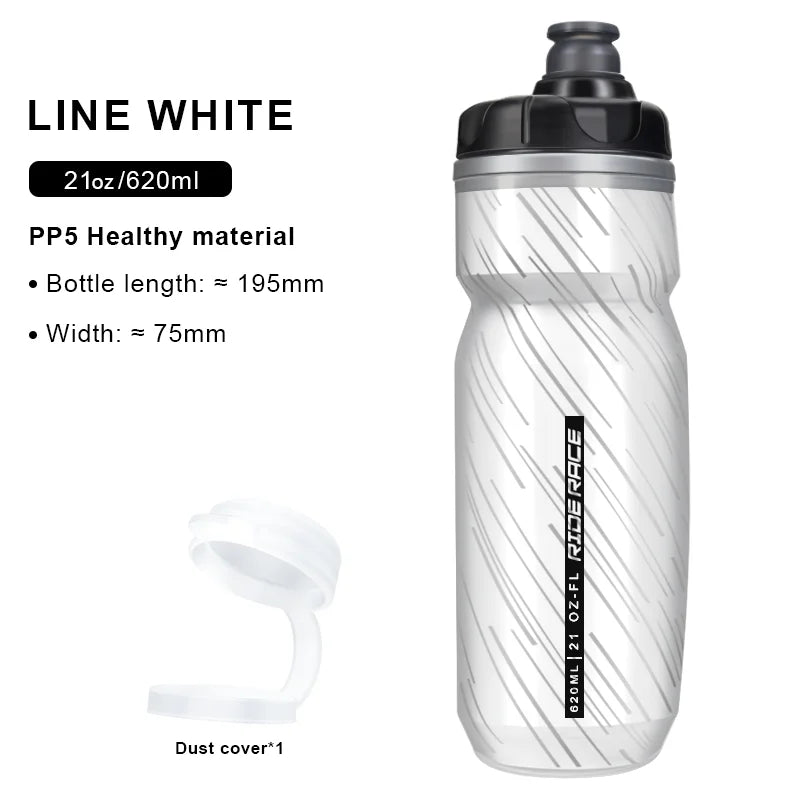 RIDERACE Bicycle Water Bottle Insulated Thermal Outdoor Sport Cycling Dual Layer Portable 620ml MTB Road Bike Cold Water Kettle