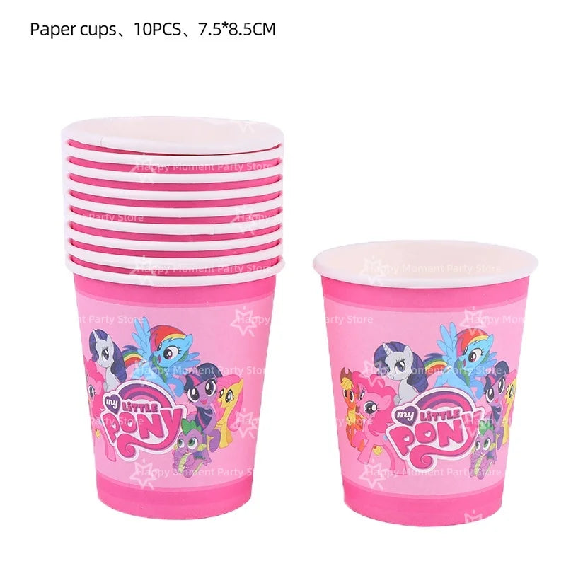 Pink Pony Birthday party Decoration set Tableware Tablecloth Plate Cup Gift Bags Napkin Baby Shower Pony Party Favors Supplies
