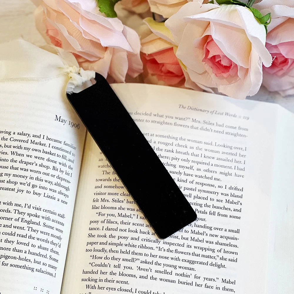 Blanks Acrylic Bookmark Wedding Place Cards with Frayed Edge Ribbon Acrylic Tag DIY Bookmark Book Accessories for Reading Lovers