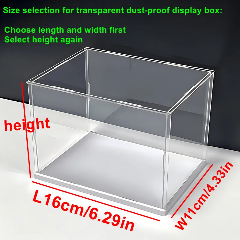 1pc Transparent Self-Assembled Display Box, Transparent Dustproof Protection Storage Cabinet, White Base Labubu Storage Box