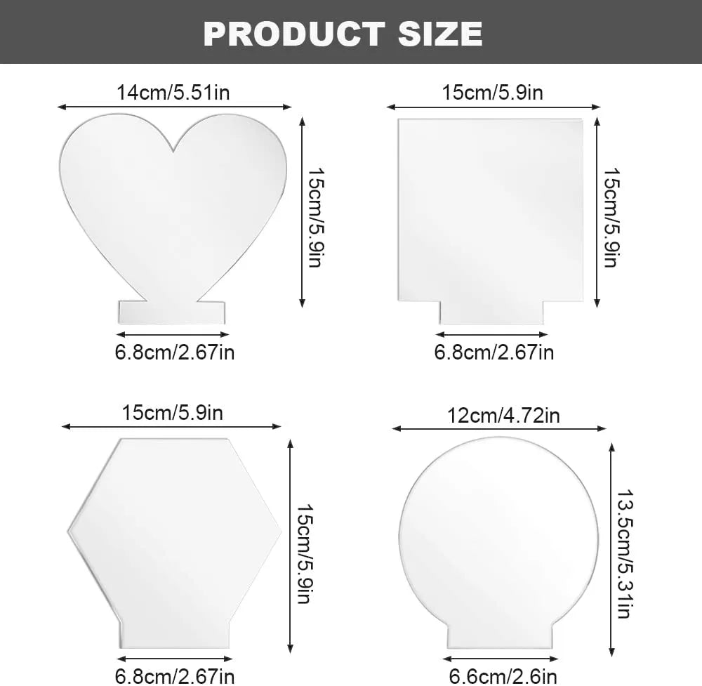10 Shape Acrylic Sheet Cast Round Square Heart Clear Board for LED Light Base,Crafts,Sign DIY Display Projects,Laser Engraving