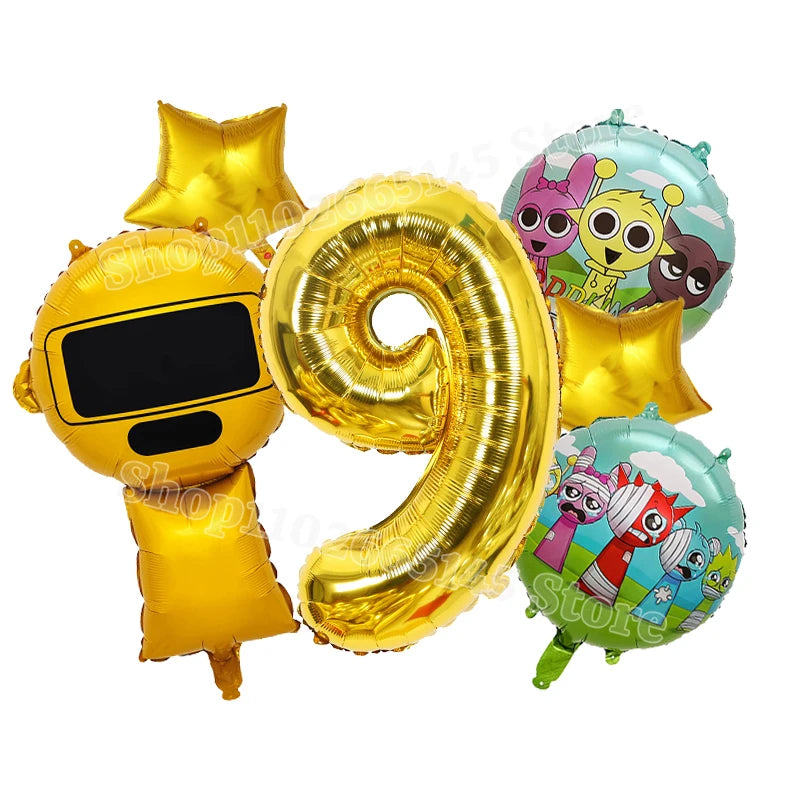 Sprunki Cute Balloons Kids New Digit 1-10 Party Decoration Boys Girls Birthday Baby Shower Gender Reveal Ballons Children Gift
