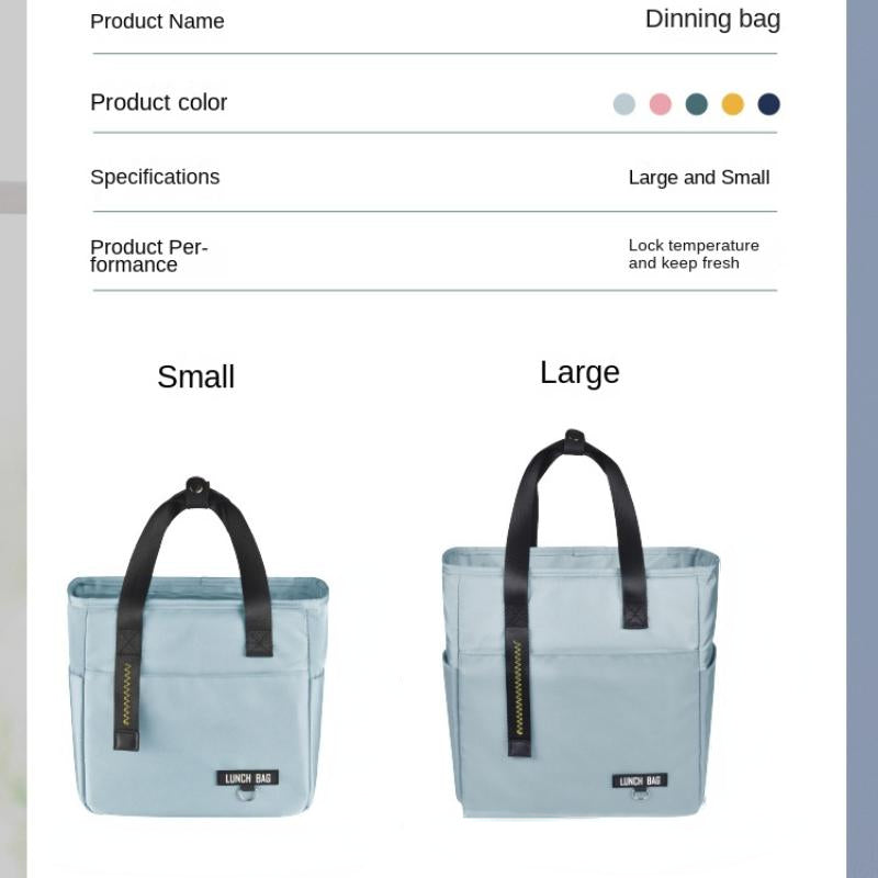 Insulated Bento Lunch Box Thermal Bag Large Capacity Food Zipper Storage Bags Container Cooler Travel Picnic Handbags