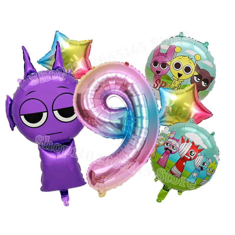 Sprunki Cute Balloons Kids New Digit 1-10 Party Decoration Boys Girls Birthday Baby Shower Gender Reveal Ballons Children Gift