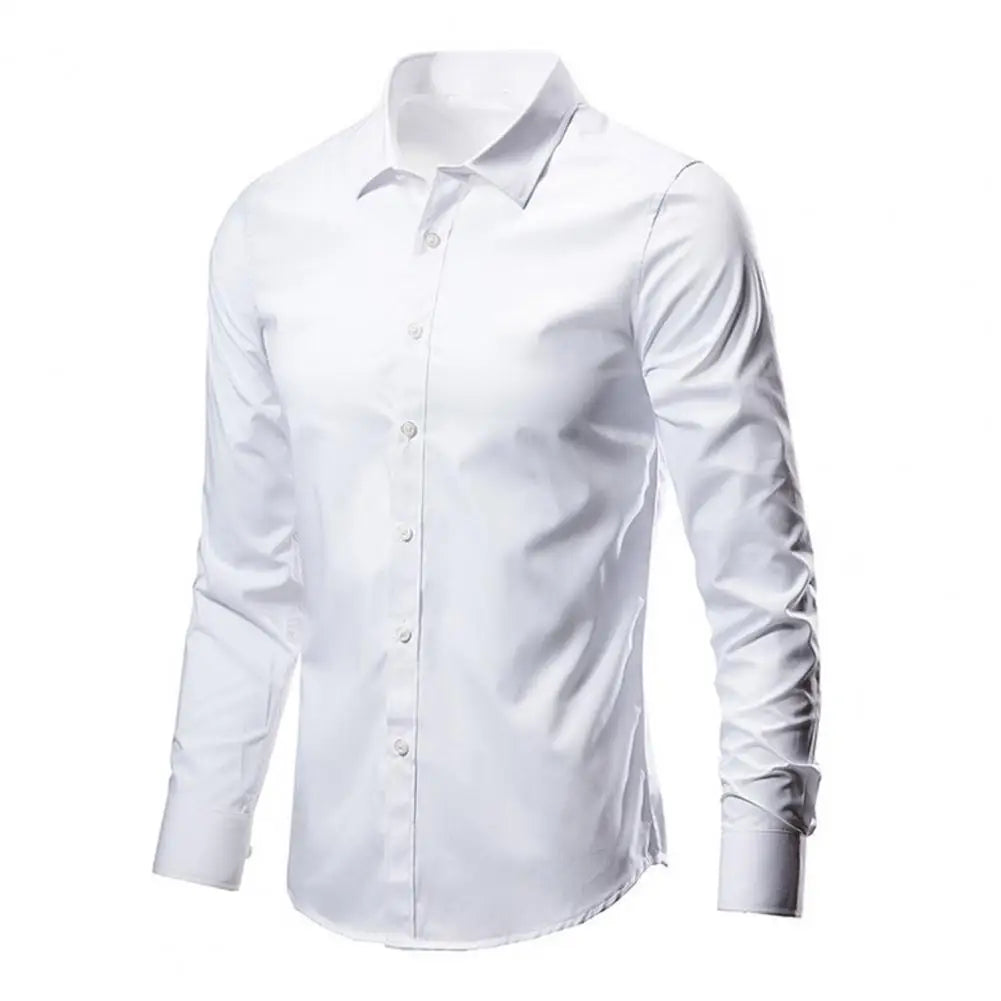 Men's White Shirt Long Sleeve Non iron Business Dress Slim Fit Korean Version Professional Work White Casual Men's Suit Shirt