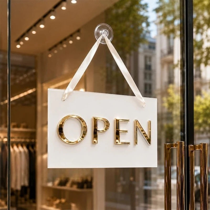 Custom Open Closed Acrylic Door Sign, Waterproof Double Sided Hanging Business Sign, Decorative Storefront Plaque for Cafe,Salon