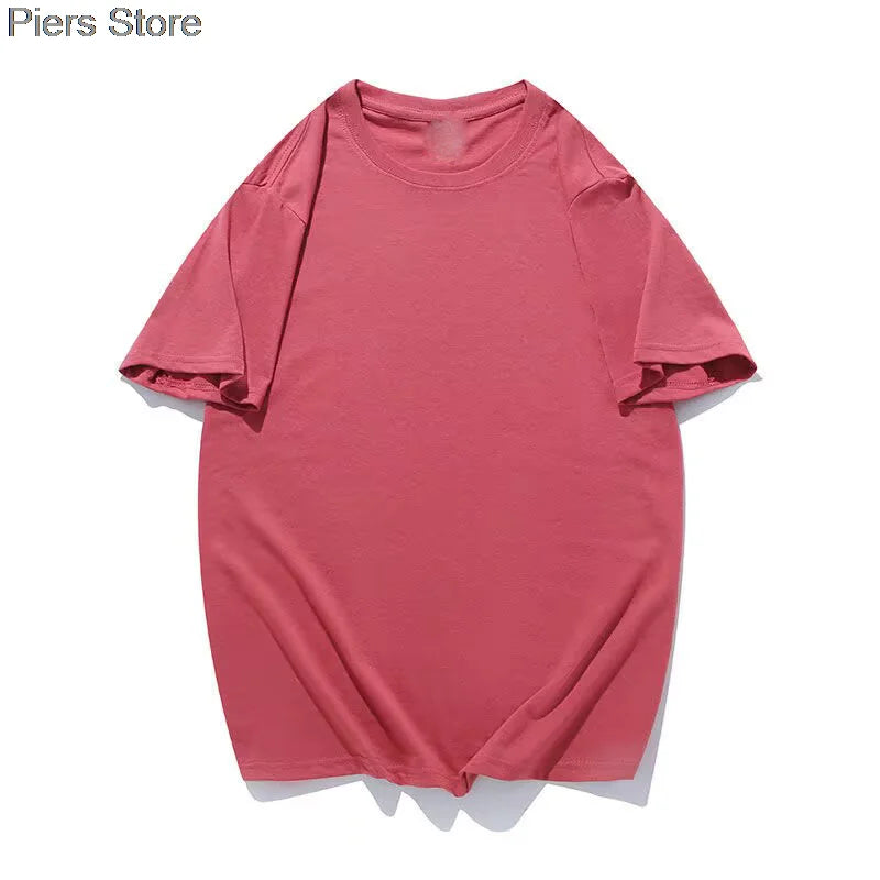100%cotton Summer Tee T Shirt Women Kawaii T-Shirts Women 2025 Autumn Solid Simple Oversized Tshirt White Long Sleeve Tops
