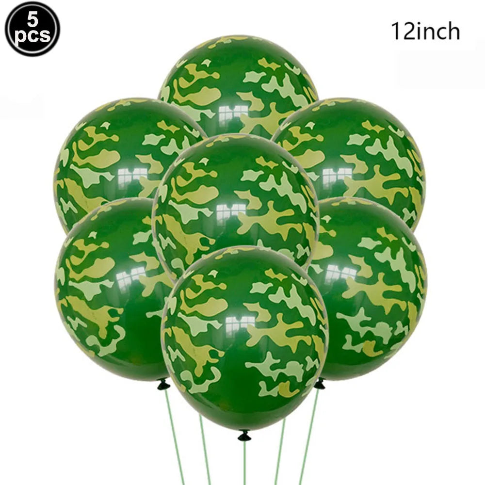 Camouflage Party Decoration Green Camo Latex Balloons Gun Tank Balloon Military Theme Decor Baby Shower Birthday Party Supplies