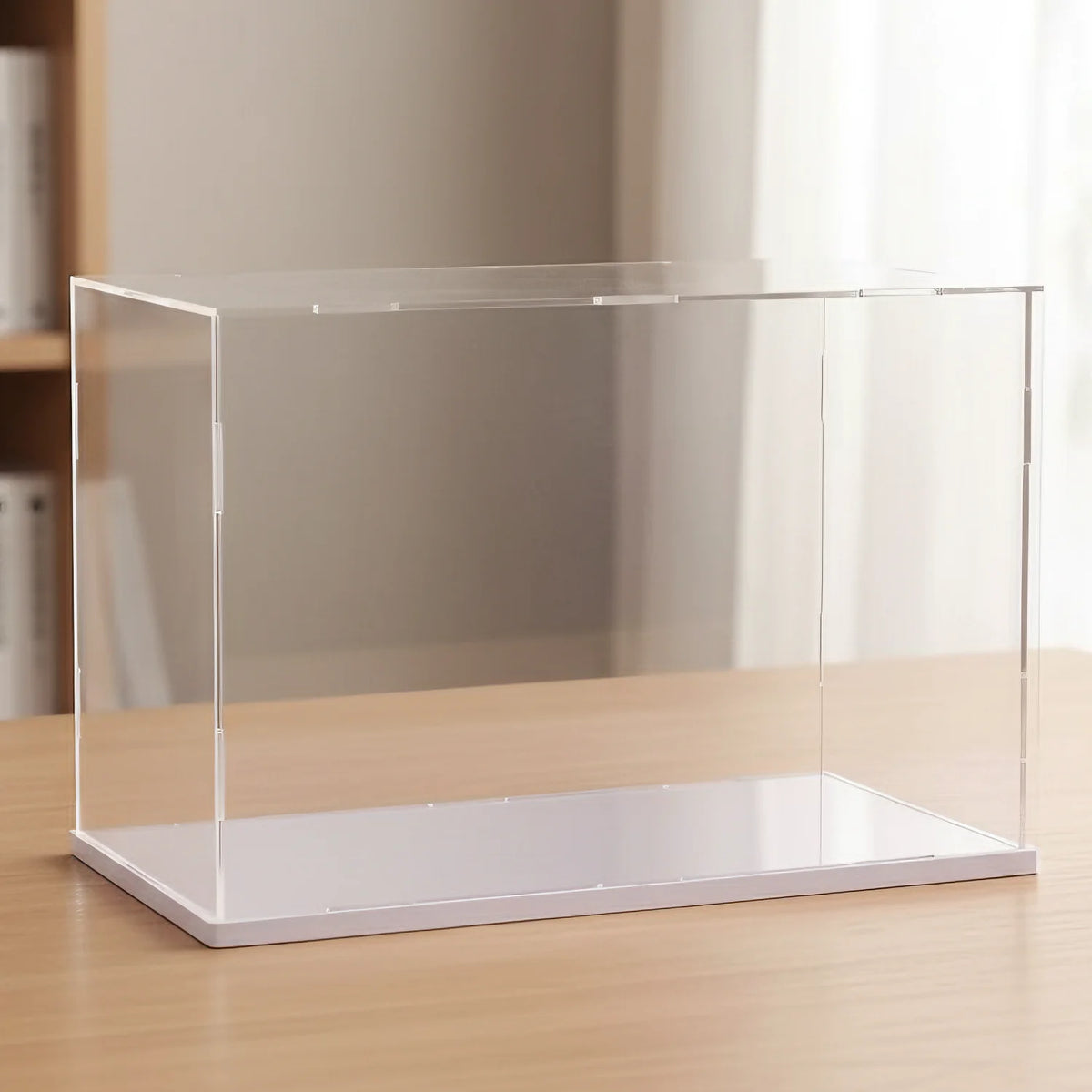 1pc Clear White Base Acrylic Display Box Dustproof Storage Display Cabinet, Suitable for Car Models/Toys/Collectibles