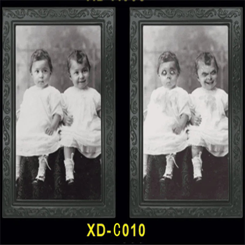 Halloween Decoration 3D Change Face Expression Moving Ghost Portrait Photo Frame Horror Party Castle Haunted House Props Decor