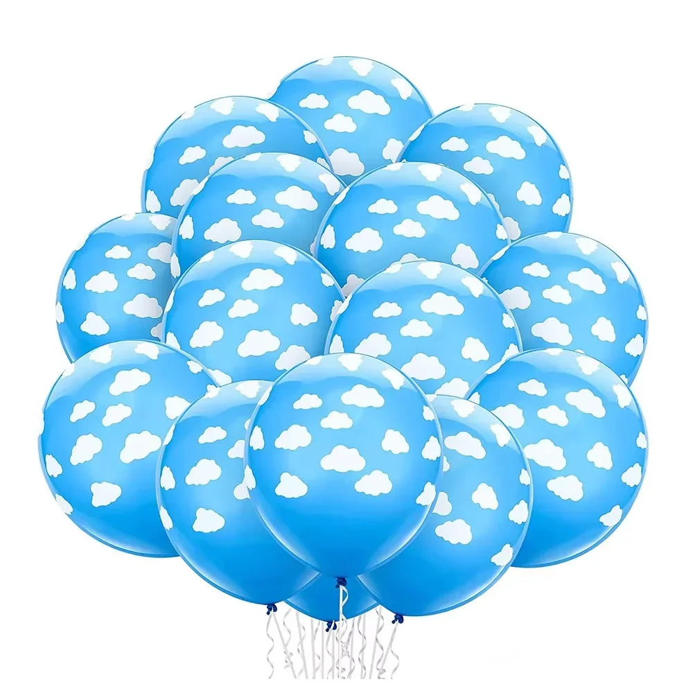 15pcs 12inch Blue White Cloud Latex Balloon Birthday Party Wedding Decoration Theme Party Decor Baby Shower Supplies Air Globos