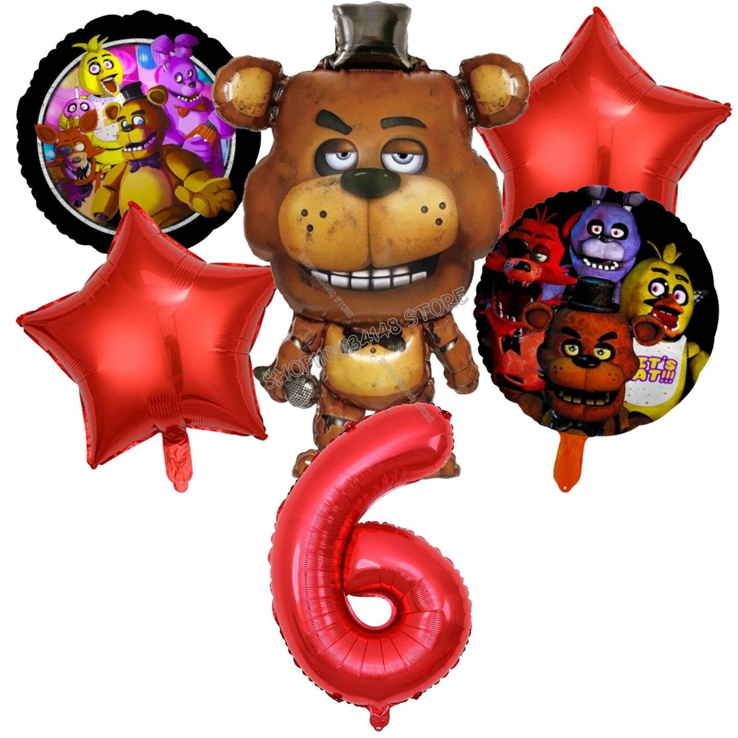 Fnafs Birthday Ballons 6pcs Five Nights At Freddys Party Number Balloons Decoration Props Ornaments Aluminium Balloon Kids Gift