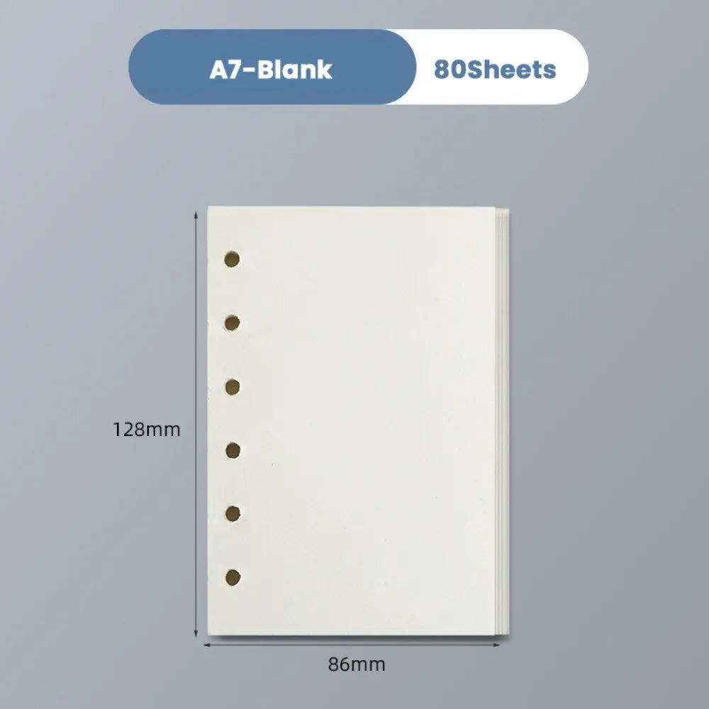 80Sheets Kraft Paper Loose Leaf Paper A5/A6/A7 Horizontal Line/Blank 6-hole Binder Inner Page Notepad Inside Paper Gift