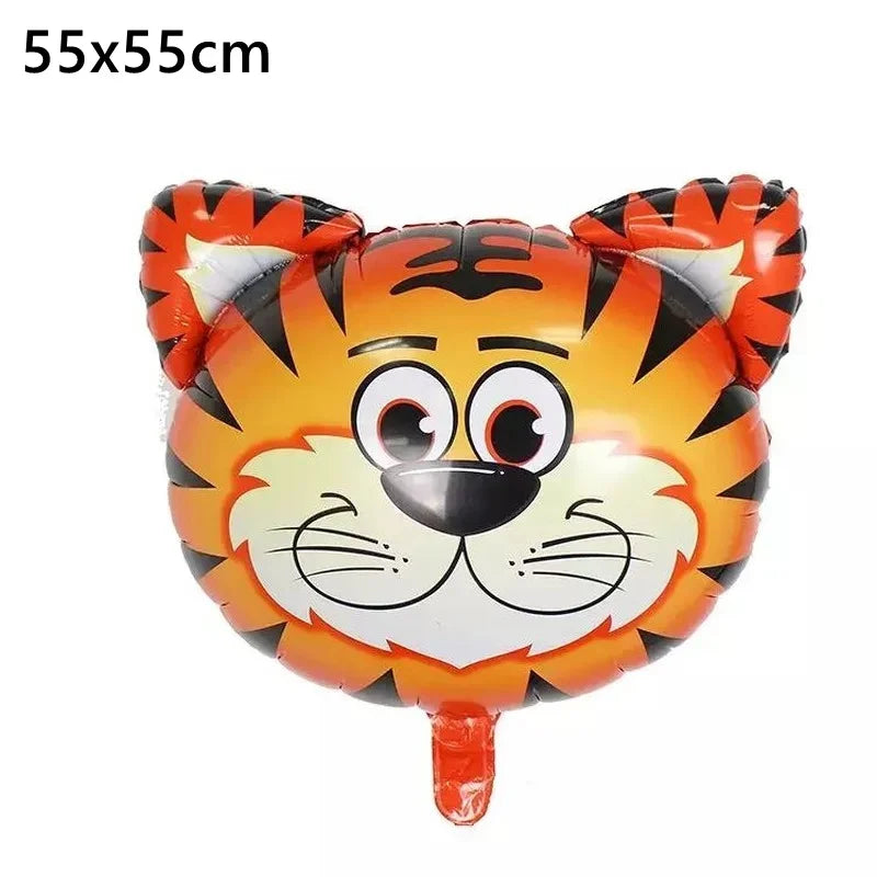 1Pcs Cartoon Animals Foil Ballons for Kids Jungle Safari Birthday Party Decor Tiger Monkey Giraffe Zoo Helium Balloon Supplies