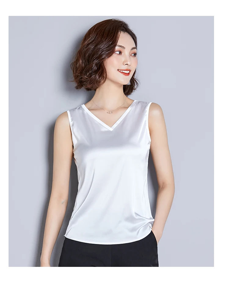 New Imitation Silk Ladies Sleeveless Blouse Halter Sexy Shirt Tops