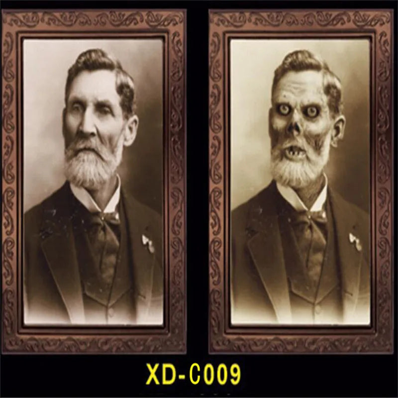 Halloween Decoration 3D Change Face Expression Moving Ghost Portrait Photo Frame Horror Party Castle Haunted House Props Decor