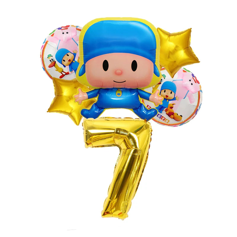 Kids Digit 1-10 Balloons P-pocoyos Kawaii Party Decoration Boys Girls Birthday Baby Shower Gender Reveal Ballons Children Gift