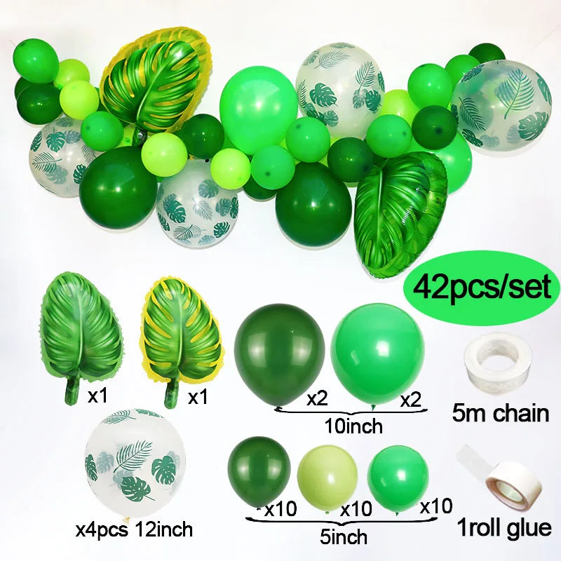 Hawaiian Party Decorations Ballons Tropical Palm Leaves Balloon Garland Summer Luau Theme Birthday Party Wedding Decorations