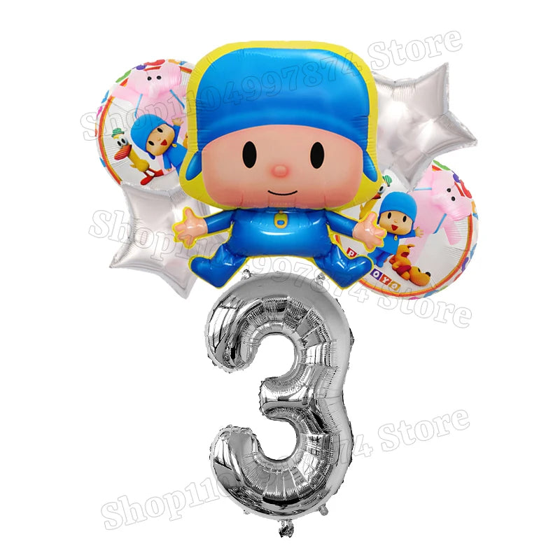 Kids Digit 1-10 Balloons P-pocoyos Kawaii Party Decoration Boys Girls Birthday Baby Shower Gender Reveal Ballons Children Gift