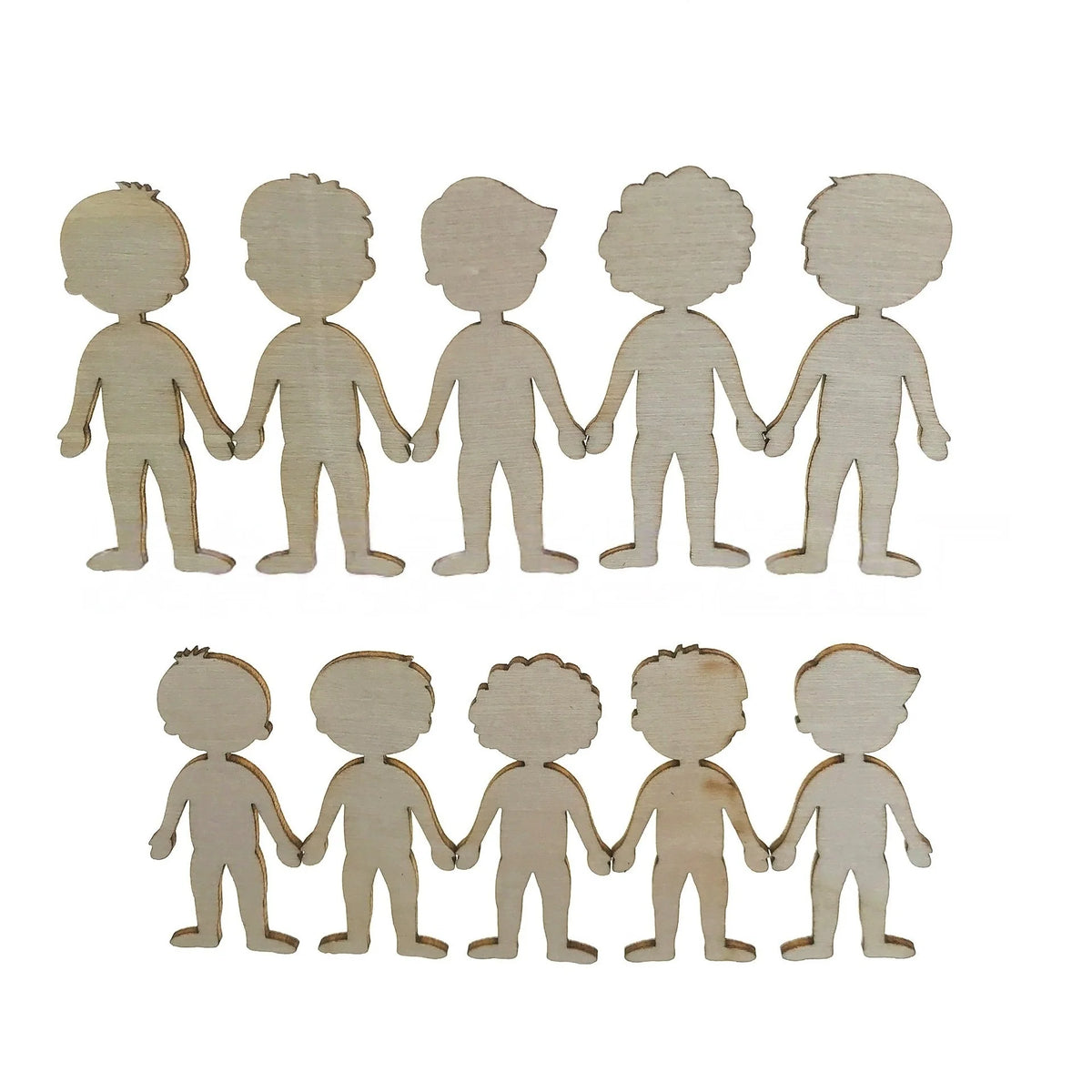 50pcs Wooden Boys and Girls Cutouts 1.88 Inch Unfinished Wood Chips for Kids DIY Craft Painting Writing and Home Decoration