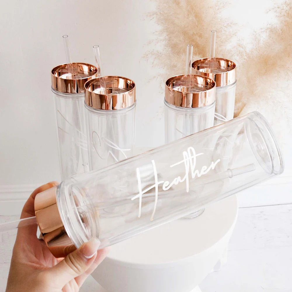 Personalized Bachelorette Party Tumblers With Straw 16oz Acrylic Rubber Tumbler Bridal Party Water Bottles Bridesmaid Gifts