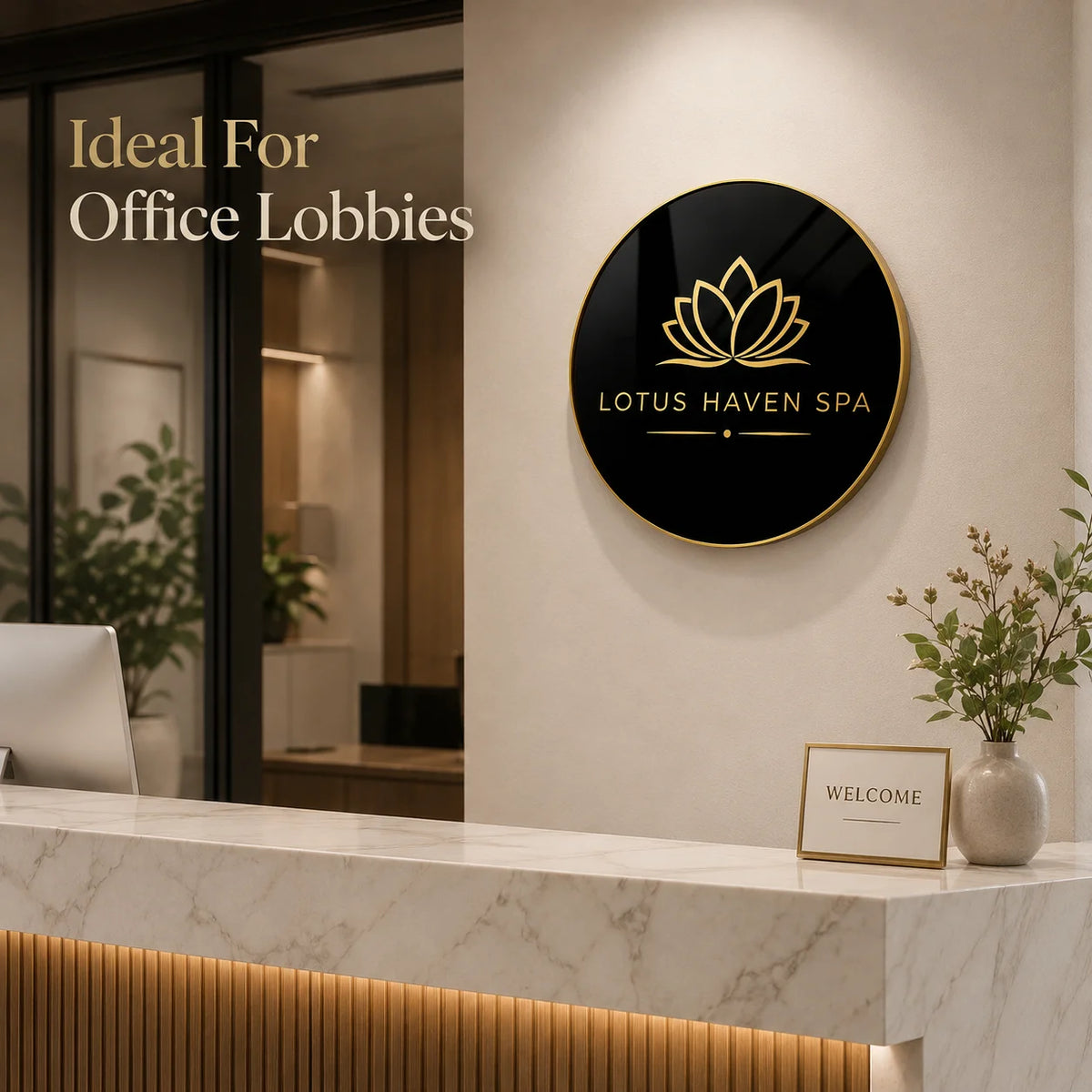 Custom Acrylic Business Sign Personalized Logo Plaque Round Wall Decor Office Shop Display Salon Cafe Studio Decoration Board