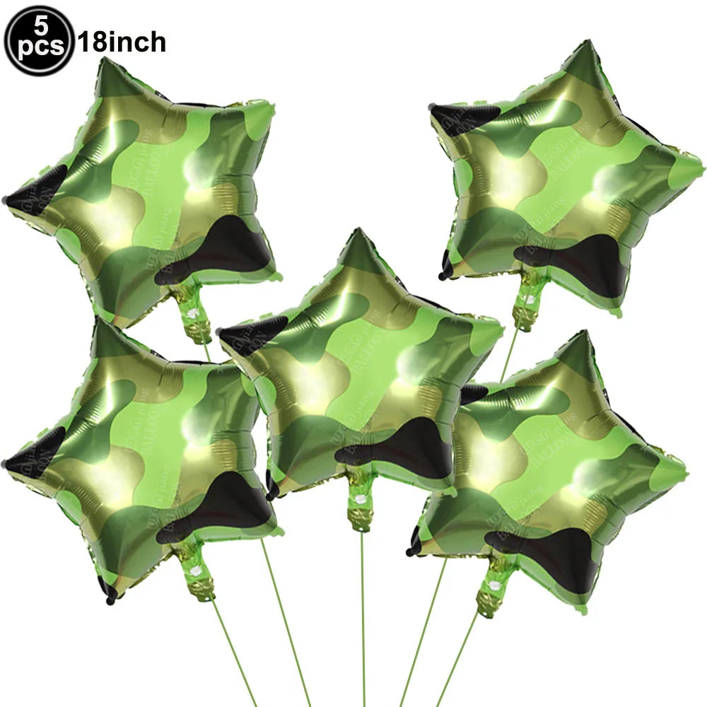 Camouflage Party Decoration Green Camo Latex Balloons Gun Tank Balloon Military Theme Decor Baby Shower Birthday Party Supplies