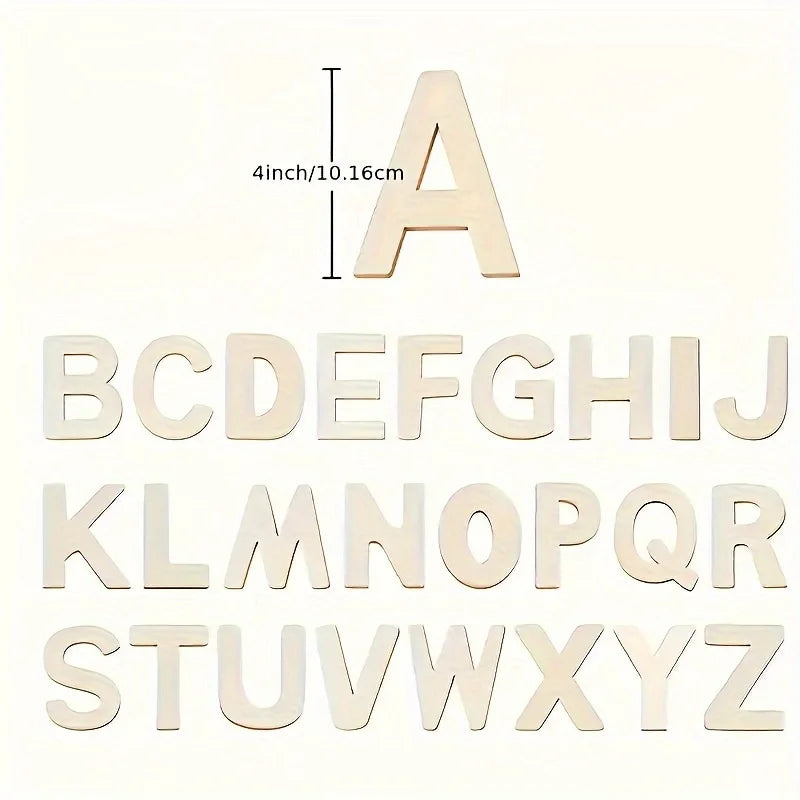 26pcs Wooden Letters Wood Alphabet Letters for Crafts Wood Letters Sign Decoration Wood Letters for Painting/Wall Decor/Letter