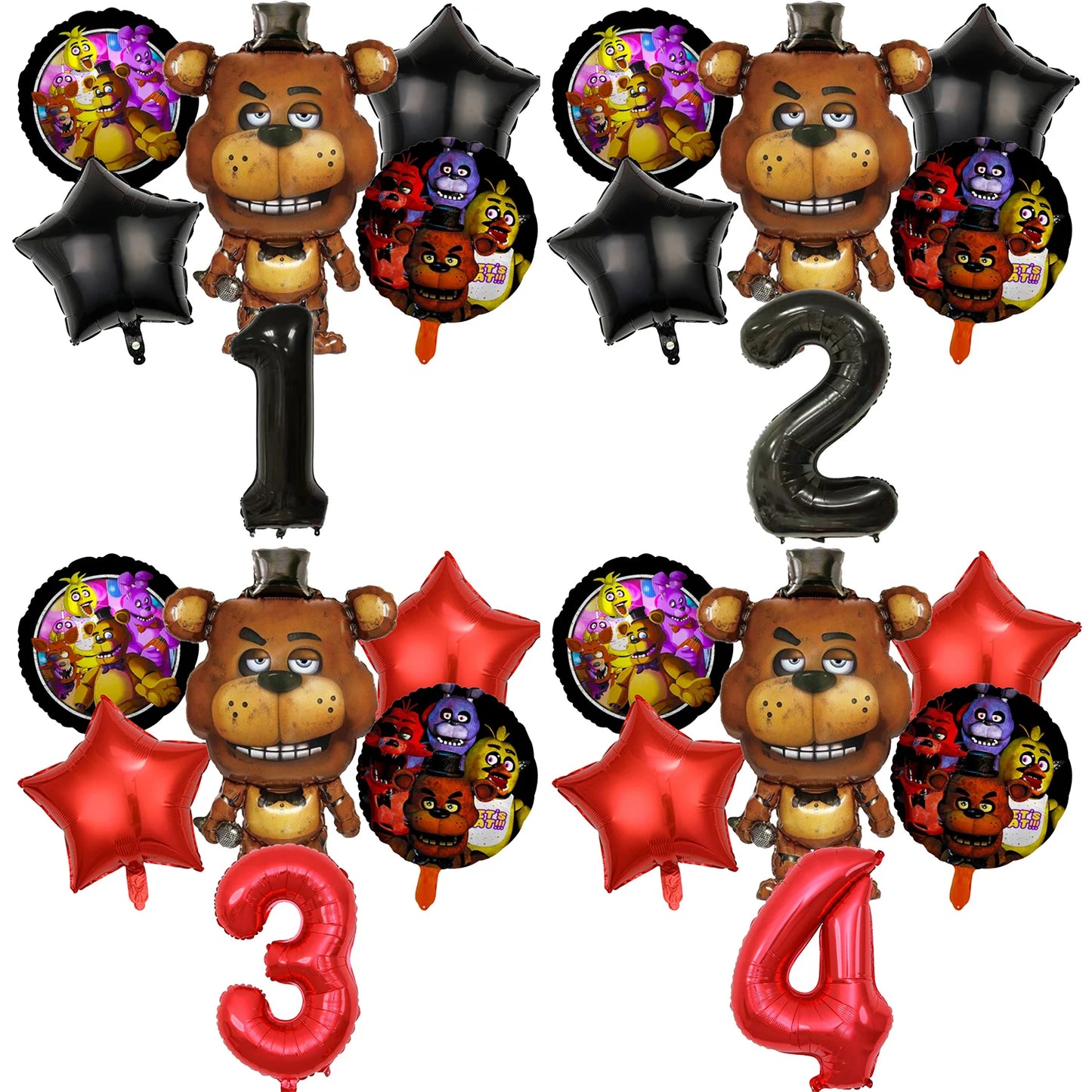 Fnafs Birthday Ballons 6pcs Five Nights At Freddys Party Number Balloons Decoration Props Ornaments Aluminium Balloon Kids Gift