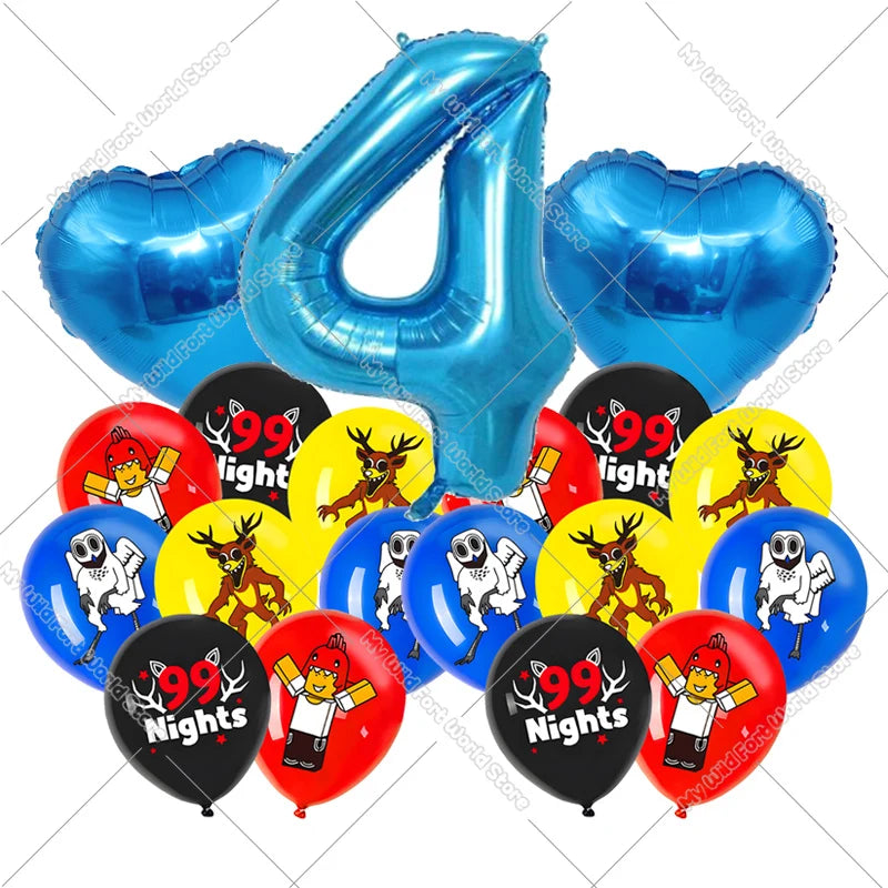 99 Nights in The Forest Birthday Number Ballons Set Balloons Baby Shower Party Decoration Hot Game Party Supplies Girl Boy Gift
