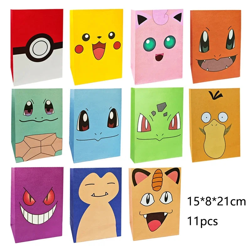 Pokemon Packing Bag Birthday Theme Gift Bag Pikachu Party Candy Snack Gift Bag Charmander Squirtle Children's Toy Gift