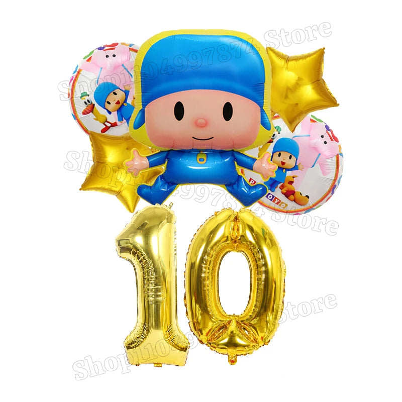 Kids Digit 1-10 Balloons P-pocoyos Kawaii Party Decoration Boys Girls Birthday Baby Shower Gender Reveal Ballons Children Gift
