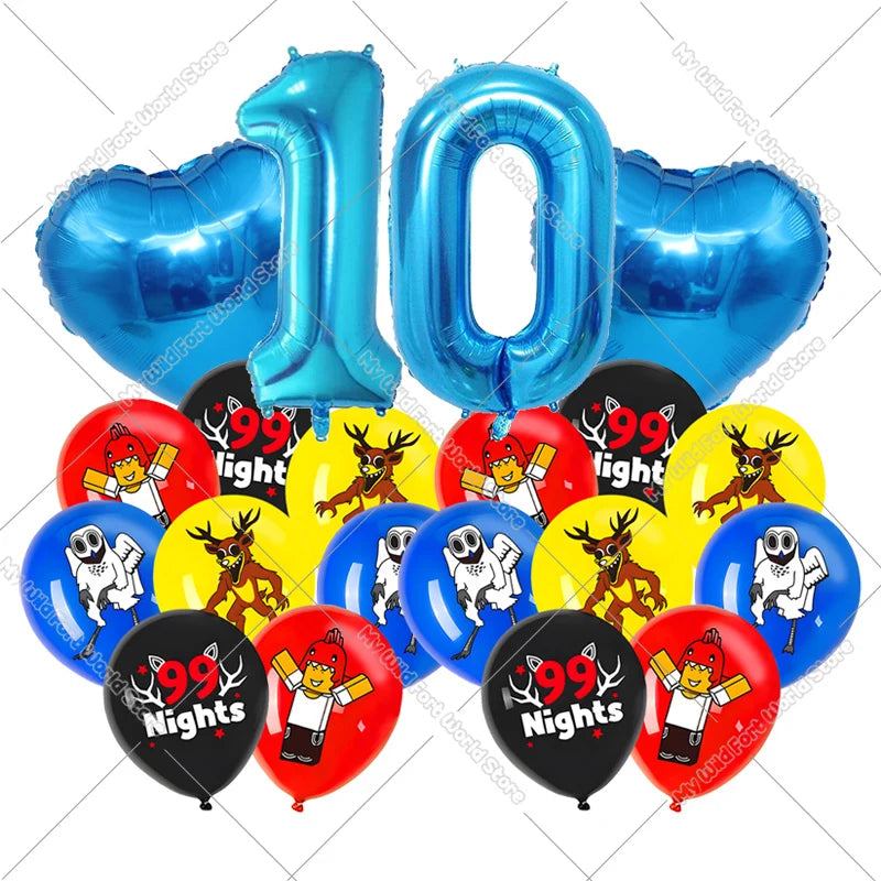 99 Nights in The Forest Birthday Number Ballons Set Balloons Baby Shower Party Decoration Hot Game Party Supplies Girl Boy Gift
