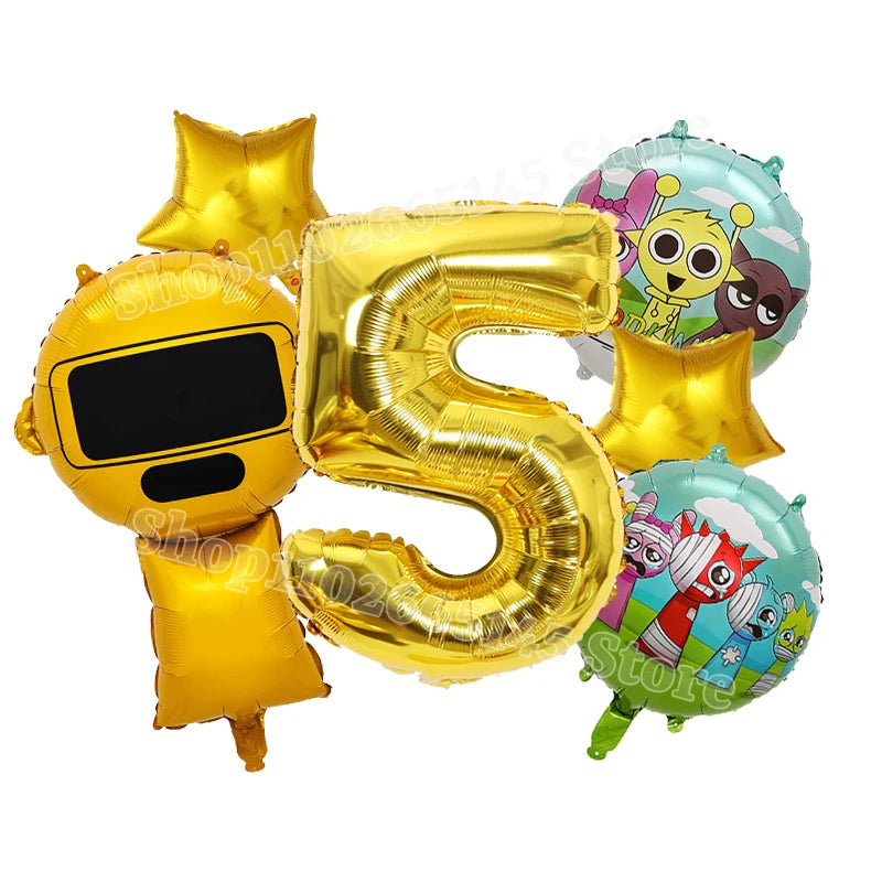 Sprunki Cute Balloons Kids New Digit 1-10 Party Decoration Boys Girls Birthday Baby Shower Gender Reveal Ballons Children Gift