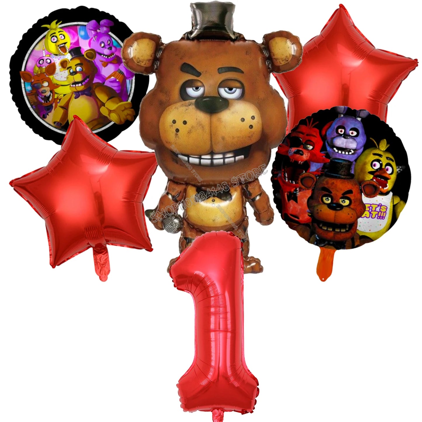 Fnafs Birthday Ballons 6pcs Five Nights At Freddys Party Number Balloons Decoration Props Ornaments Aluminium Balloon Kids Gift
