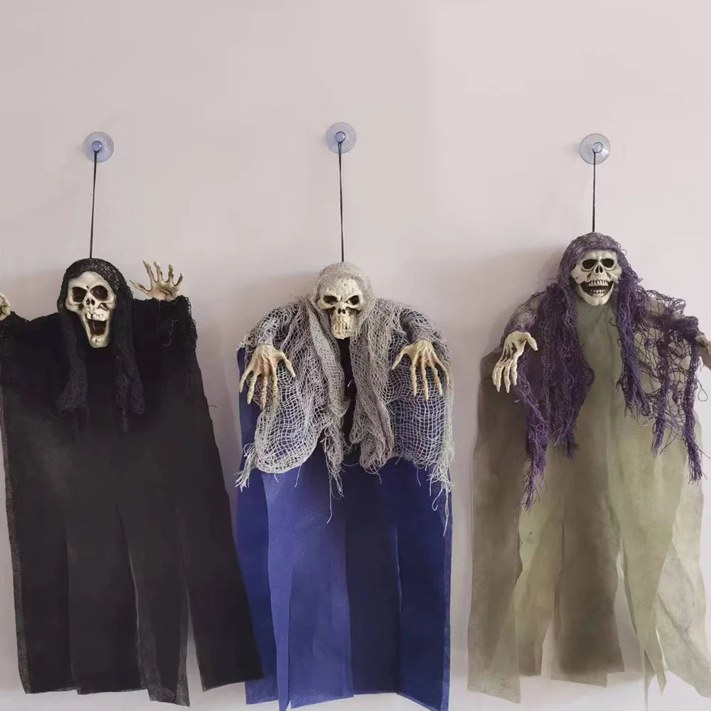 Halloween Decoration Outdoor Ghost Festival Chamber Terror Gauze Large Hanging Ghost Mask Door Curtain for Halloween House Decor