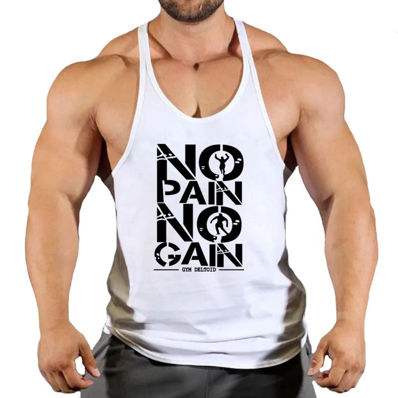 Gym T-shirts Muscle Men's Clothes Workout Fitness Shirt Singlets Tank Top Vest Man Sportswear Muscular Bodybuilding Stringer