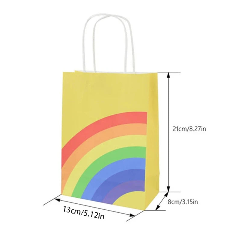 1/8/20/30Pcs Rainbow themed Rainbow Handheld Paper Bag Wedding Gift Candy Biscuit Gift Packaging Handbag Birthday Party Supplie