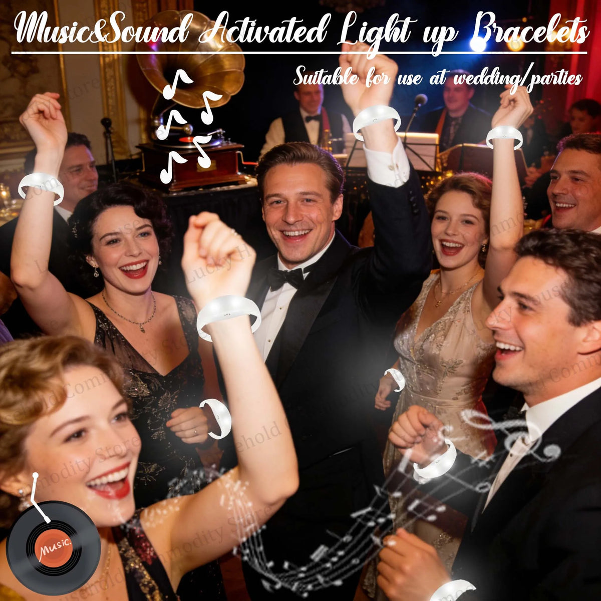 20-100PCS Music&Sound Activated Light up Bracelets Glow Bracelets Rhythmic Led Bracelet Luminous Bracelet Wedding Accessories