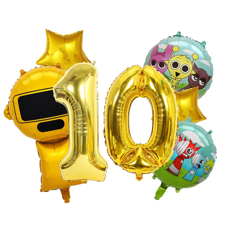 Sprunki Cute Balloons Kids New Digit 1-10 Party Decoration Boys Girls Birthday Baby Shower Gender Reveal Ballons Children Gift