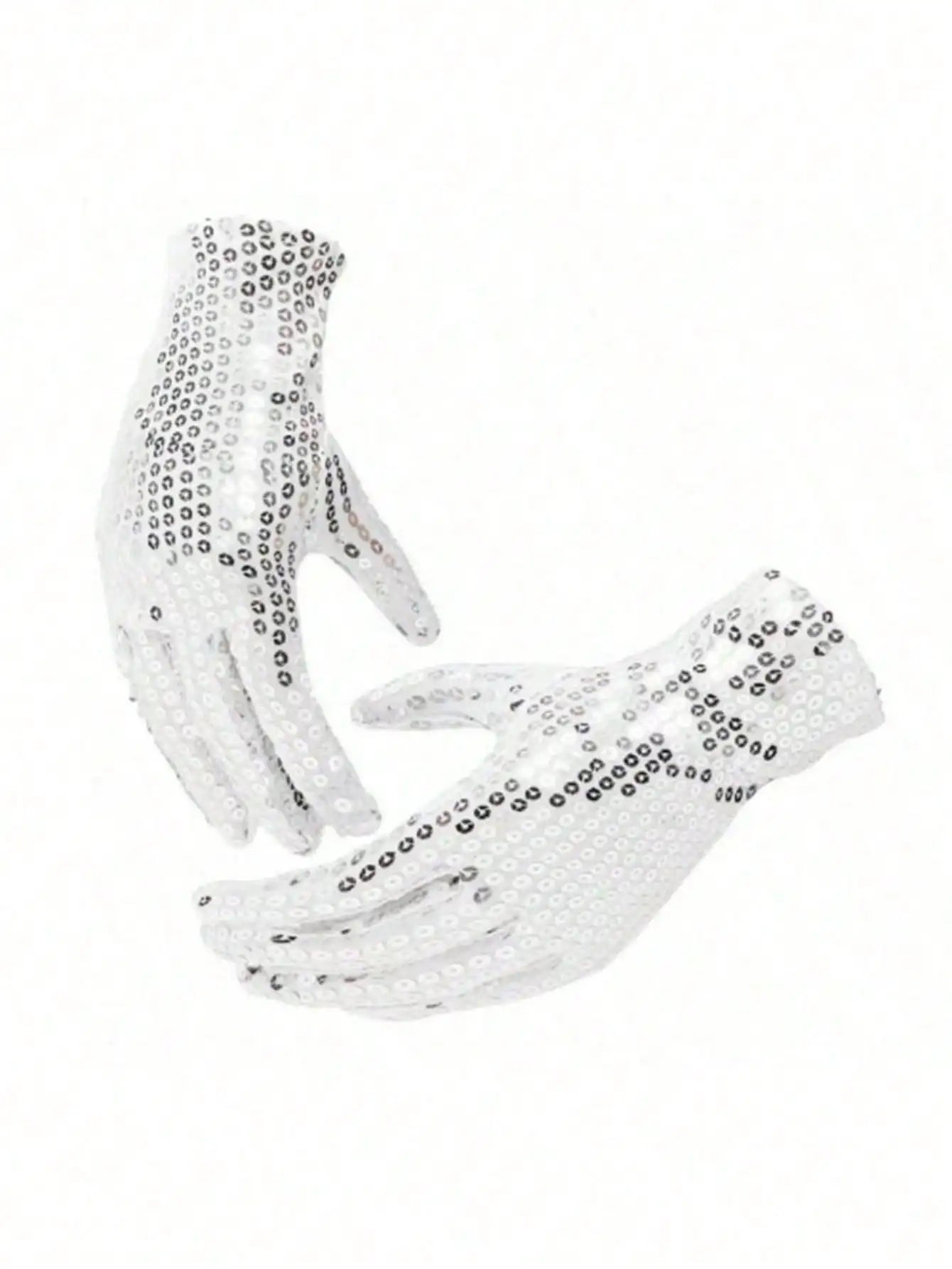 Michael Jackson Costume Accessories Set - Sequin Fedora Hat + Rhinestone Gloves + Aviator Sunglasses, Halloween Cosplay Party Dr