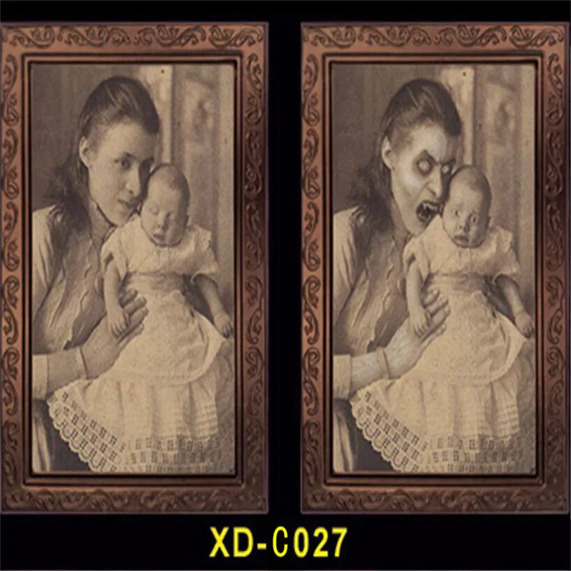 Halloween Decoration 3D Change Face Expression Moving Ghost Portrait Photo Frame Horror Party Castle Haunted House Props Decor