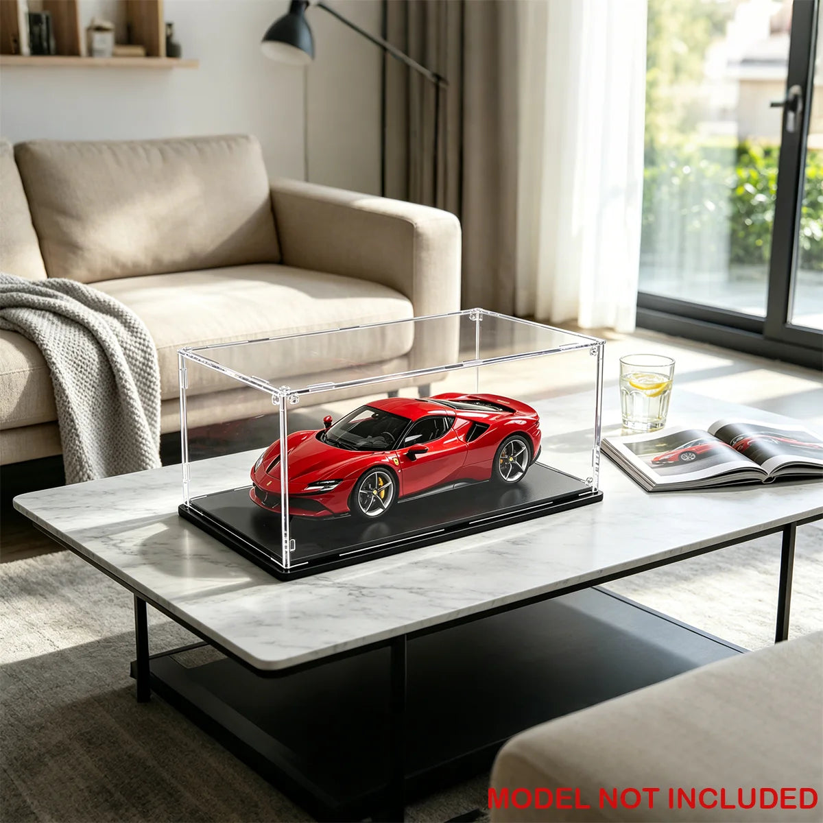 1:14 Acrylic Display Case, Tool-Free, Easy Disassembly, Showcase for Lego Race Car Models & Figures