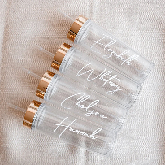 Personalized Bachelorette Party Tumblers With Straw 16oz Acrylic Rubber Tumbler Bridal Party Water Bottles Bridesmaid Gifts