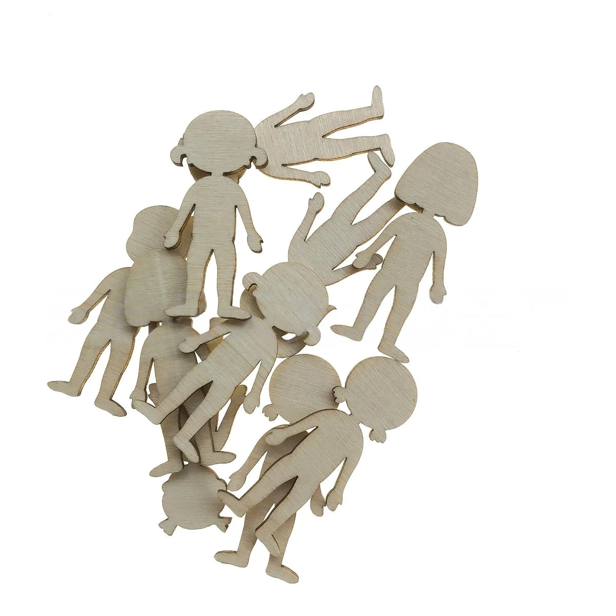 50pcs Wooden Boys and Girls Cutouts 1.88 Inch Unfinished Wood Chips for Kids DIY Craft Painting Writing and Home Decoration