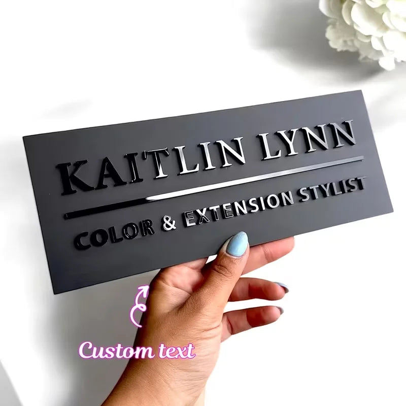 Custom Signs for Small Businesses, Acrylic Door Plates, 3D Laser Cut Door Plates, Signs for Beauty and Hair Salons, Personalized