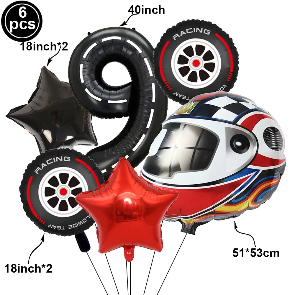 Motorcycle 2 3rd Birthday Party Decorations Motor Helmet Balloon Set Cake Toppers Banner Man Boys Motocross Sport Party Supplies