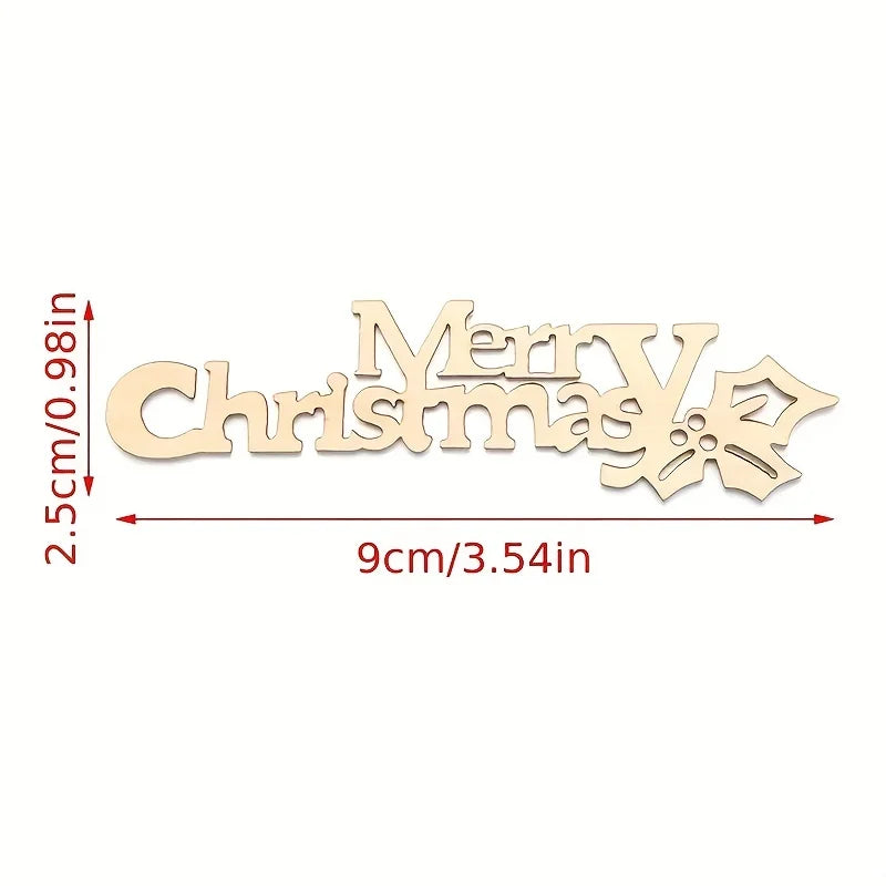 10/30pcs 9x2.5cm/3.54x0.98in Merry Christmas Hanging Ornament Wooden Letter Christmas Crafts For Home Xmas New Year Decoration