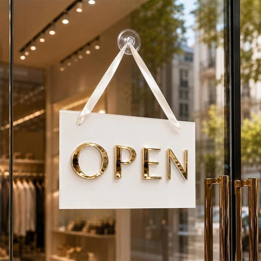 Custom Open Closed Acrylic Door Sign, Waterproof Double Sided Hanging Business Sign, Decorative Storefront Plaque for Cafe,Salon