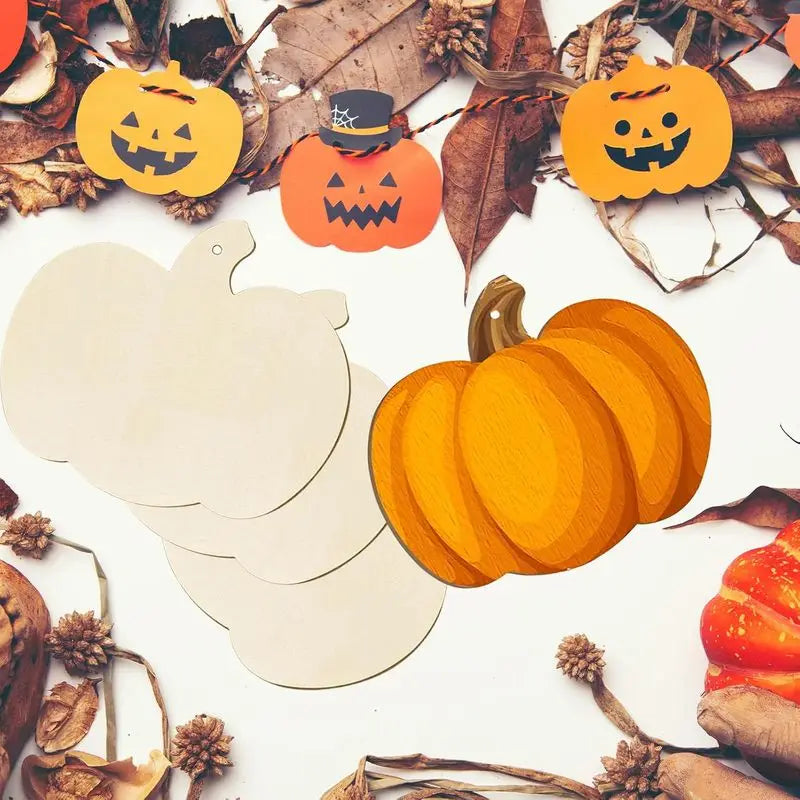 7 inch Wooden Pumpkins Ornaments to Pain Thanksgiving Halloween(48 Pcs)